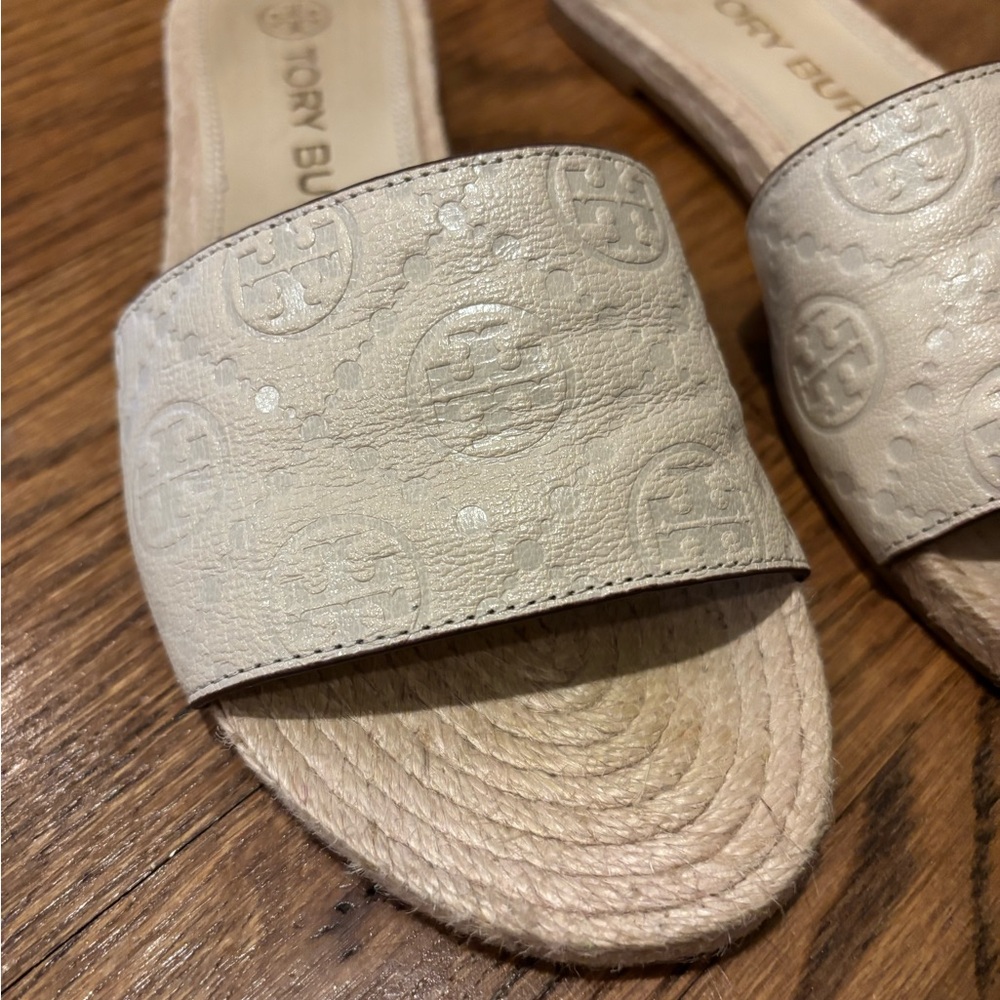 Tory Burch Espadrille Cream Slide Sandals - Picture 5 of 9